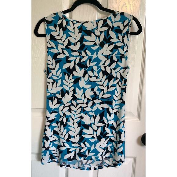 Karl Lagerfeld Paris Floral Print Tank w/ Ruching & Silver Logo Detail - Medium - Picture 6 of 6